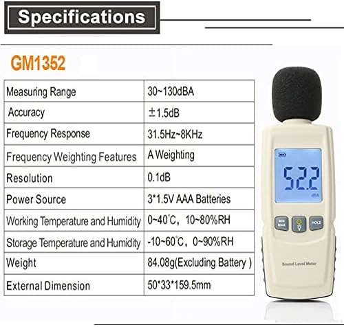 WDBBY Instrument za mjerenje buke DB metar 30 ~ 130db mini audio zvuk mjerač decibel monitor za dijagnostiku-tool pametni
