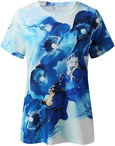 ADPAN žene dnevno ljeto vode u boji Opis o vratu tenk vrhovi kratkih rukava košulje povremene ženske majice raglan majice