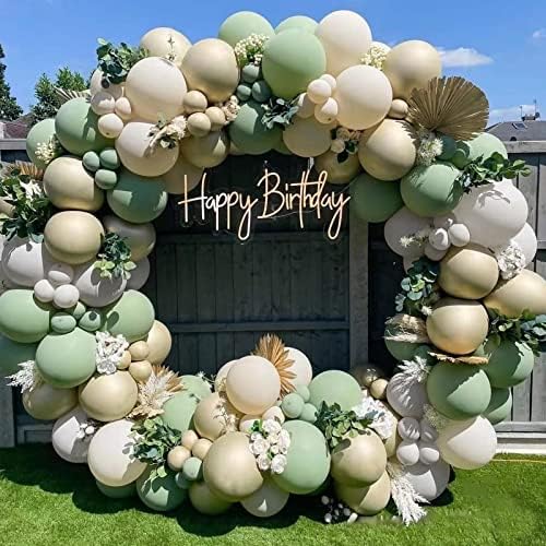 180 kom garnitura luka-vijenac od balona od kadulje zelene boje, Safari luk od balona maslinasto zelene boje, goli zlatni