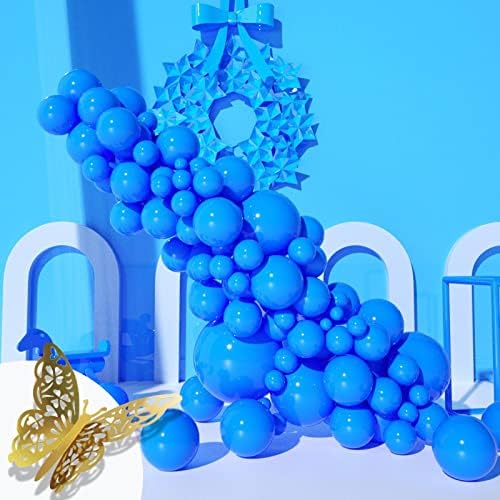 Rosmavi 104pcs plavi baloni, kraljevski plavi balonski vijenac s zlatnim leptirima, kraljevski plavi baloni 5 inčni 12 inčni