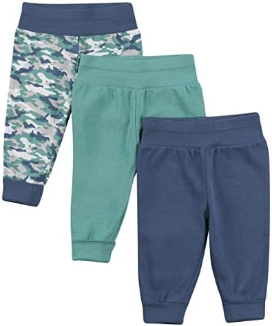 Hanes dječje hlače, Flexy mekani pleteni trenirke, trkači za bebe i mališani, 3-pack, prašnjava plava/zelena, 18-24 mjeseci