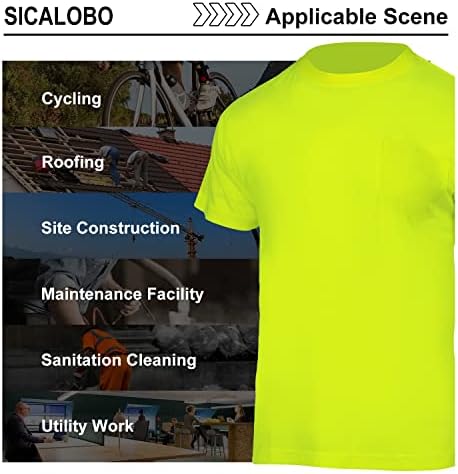 SicalOBO 2PCS Muška visoka vidljivost Reflektirajući rad kratkih rukava majice, hi vis sigurnosna konstrukcija s džepom za
