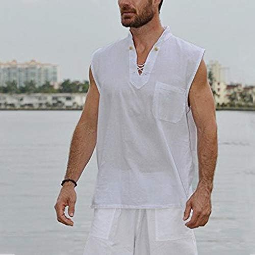 Muška casual pamučna lanena odjeća s 2 komada sets labave majice hipi i hlače solidne confort tracksuit kratke setove ljeto