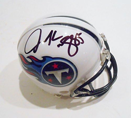 Derrick Mason potpisao je nogometnu mini kacigu Tennessee Titans s autogramom u MIB-u-NFL Mini kacige