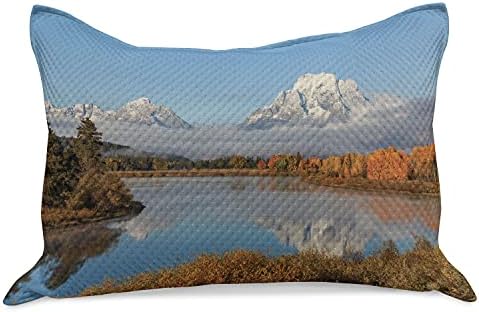Ambasonne pejzažni pleteni prekrivač jastuka, jesenska ljepotica u Grand Teton Oxbow Bend National National Parks Wyoming