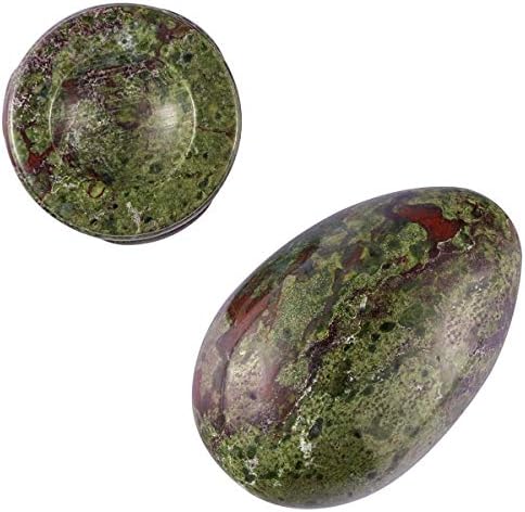 MookaiteDeCor Bundle - 2 predmeta: Zmajeva krv Jasper Crystal Egg s kamenim postoljem i prirodnim agat kriškim art printom