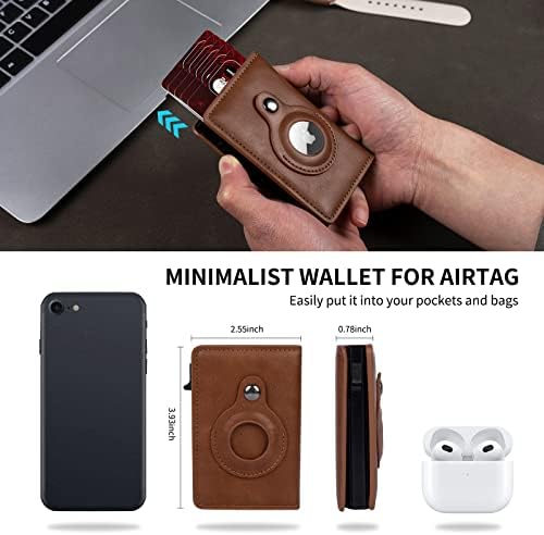 LLPTBS Kožni AirTag Slim Wallet za muškarce i žene - Pop up Novac Clip novčanik za Apple AirTag - RFID držač za blokiranje