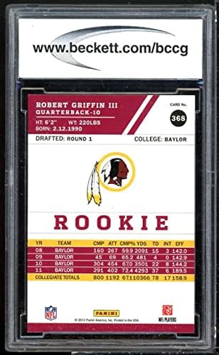 Robert Griffin Rookie Card 2012 SLOBLJSKI SLOSSKI 368 BGS BCCG 10