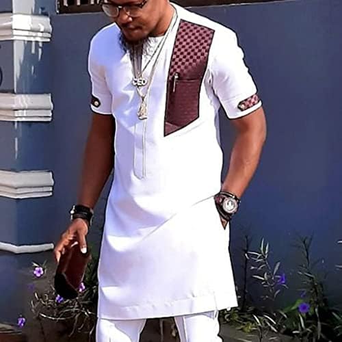 Muška afrička dvodijelna set tashiki odijelo košulje dugih rukava i hlače tanke odjeće za odijelo tradicionalno odijelo