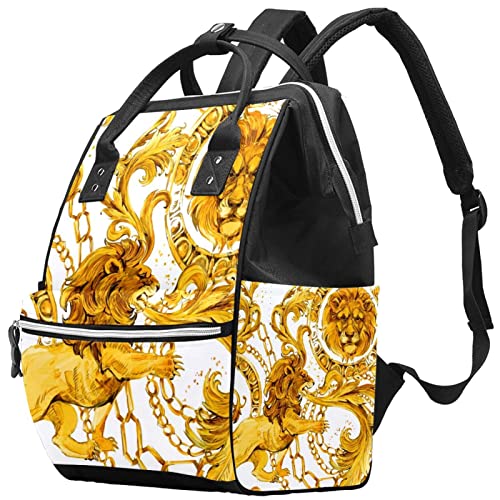 Zlatni lanac u boji životinjski lav pelene torbe torbe mumija ruksak veliki kapacitet pelena vrećica za njegu putničke torba