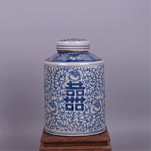 Httjack plavi i bijeli lik uzorka čaj čaj starinski ukrasi porculan jingdezhen čaj caddy kolekcija